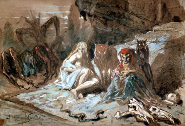 Witches and wolves, illustration for The Damnation of Faust by Berlioz